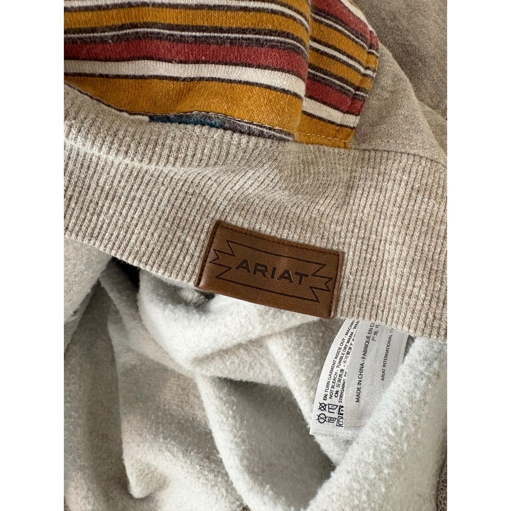 Ariat Chimayo Centinela Mens XL Hoodie Southwest Pattern Tan Fleece Pullover - Picture 6 of 8